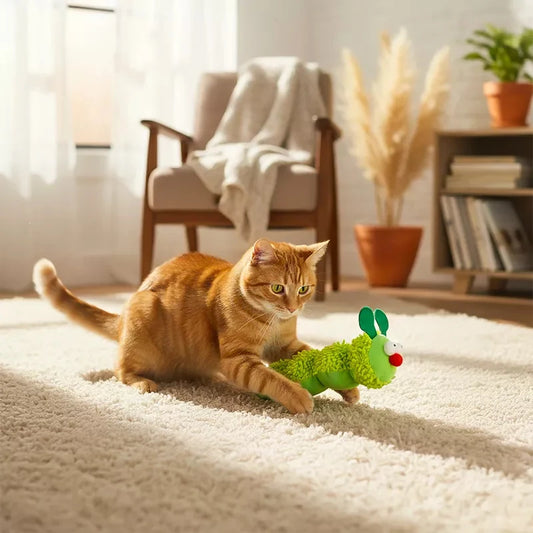 Speedy Panther Catnip Caterpillar – Bite‑Resistant Plush Dental Chew Toy