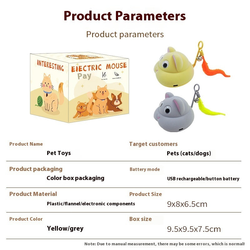 Self-Moving Light & Sound Pet Toy – USB Rechargeable (Yellow/Grey)