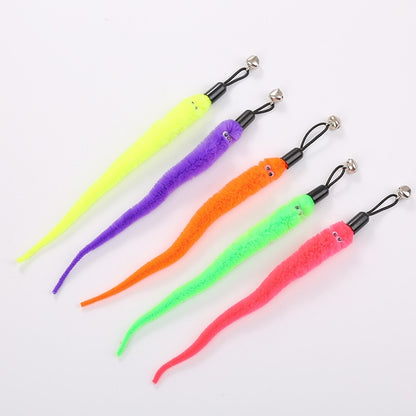 Cat Teaser Wand – 3‑Section Extendable (Up to 98 cm) + Plush Worm Refills