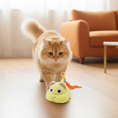 Self-Moving Light & Sound Pet Toy – USB Rechargeable (Yellow/Grey)