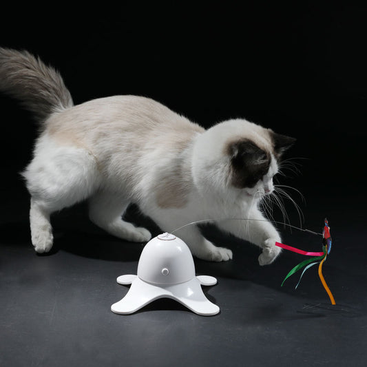 Automatic Rotating Butterfly Cat Toy – White Puzzle Spinner