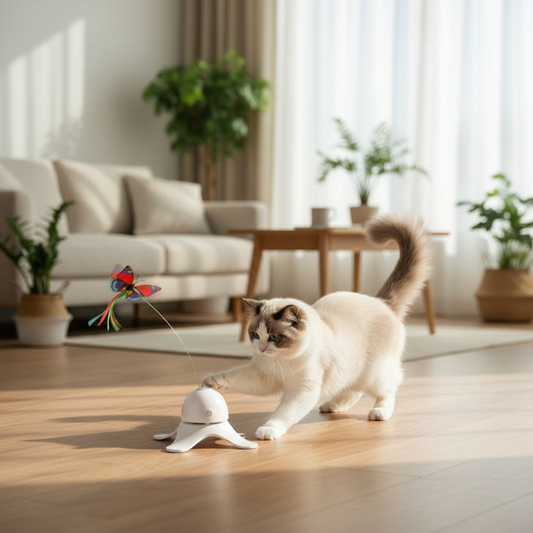 Automatic Rotating Butterfly Cat Toy – White Puzzle Spinner