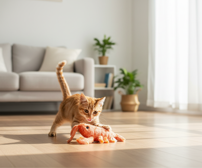 Jumping Lobster – Interactive Plush Cat Toy with 3 Swing Modes USB Rechargeable